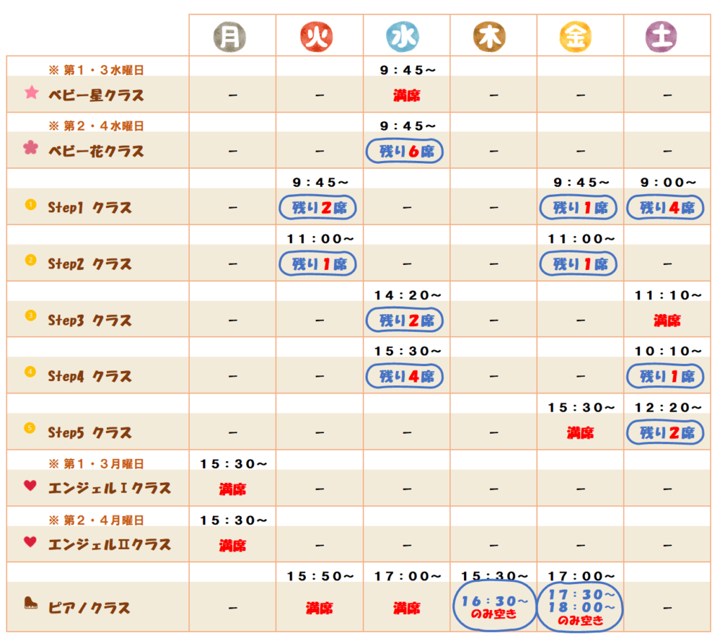 リトミック岡山教室のスケジュール_2021.6.23